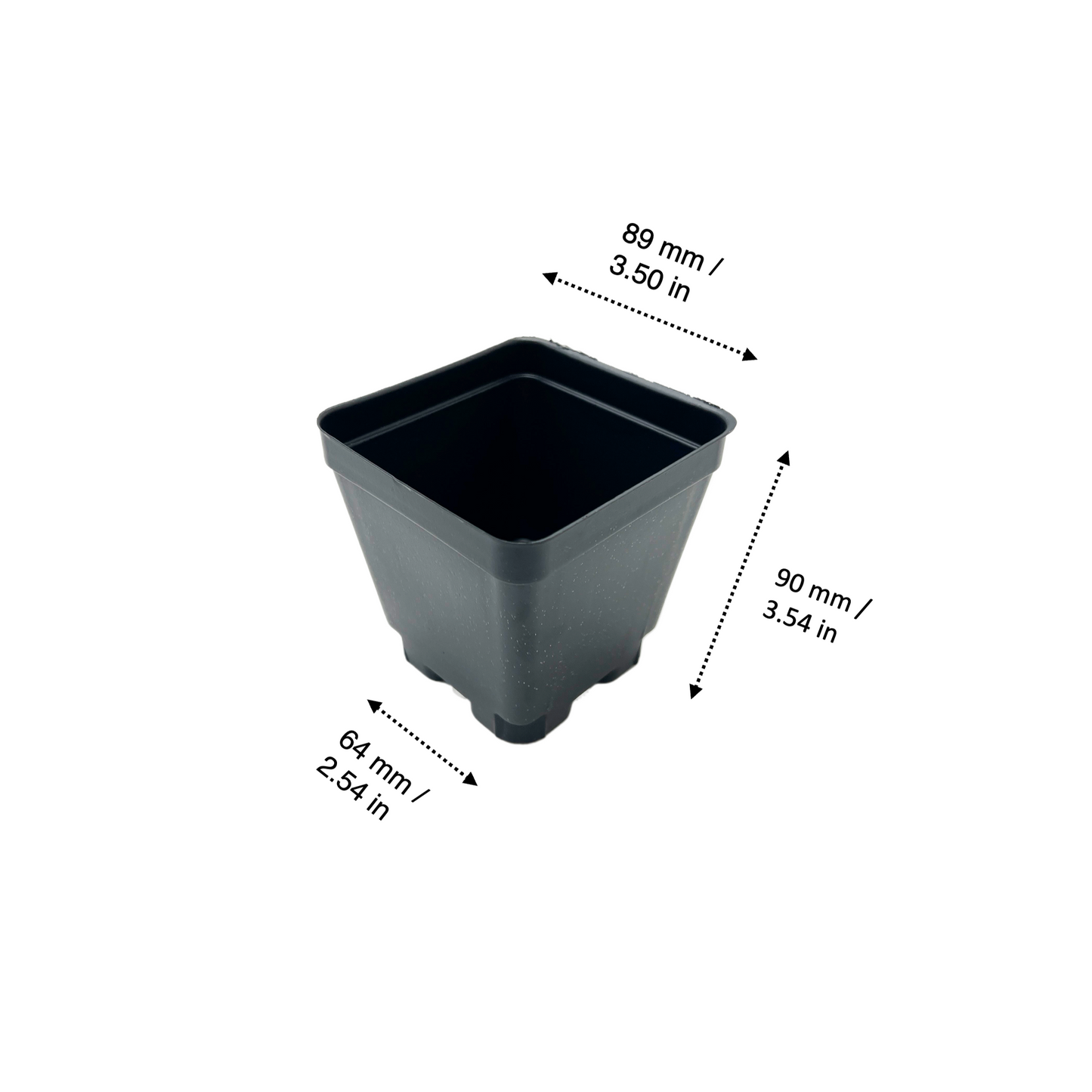 50-Pack of 3.5-inch Square Nursery Pots – Durable Black Plastic Pots for Seedlings, Cuttings & Transplants, Suitable for 1020 Trays (50 Count)