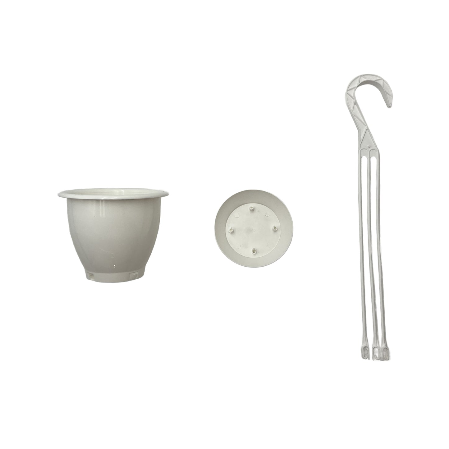 6-PK of 4.5-inch White Hanging Baskets by Koba with Detatchable Bottom Saucer – Lightweight, Stackable Planters for Indoor & Outdoor Plants (6 Count)