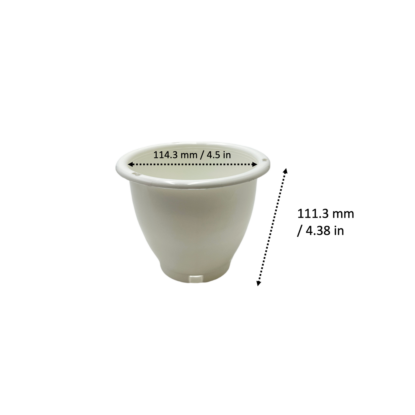 6-PK of 4.5-inch White Hanging Baskets by Koba with Detatchable Bottom Saucer – Lightweight, Stackable Planters for Indoor & Outdoor Plants (6 Count)