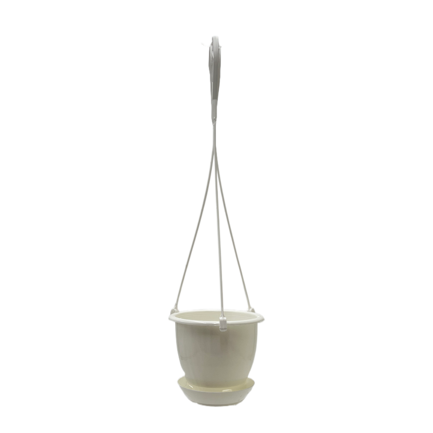 6-PK of 4.5-inch White Hanging Baskets by Koba with Detatchable Bottom Saucer – Lightweight, Stackable Planters for Indoor & Outdoor Plants (6 Count)