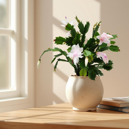 Thanksgiving Cactus, Live House Plant, Flowering Indoor Plant, Seasonal Pink White Flowers, Christmas Cactus, 4” Pot, Free Heat Pack