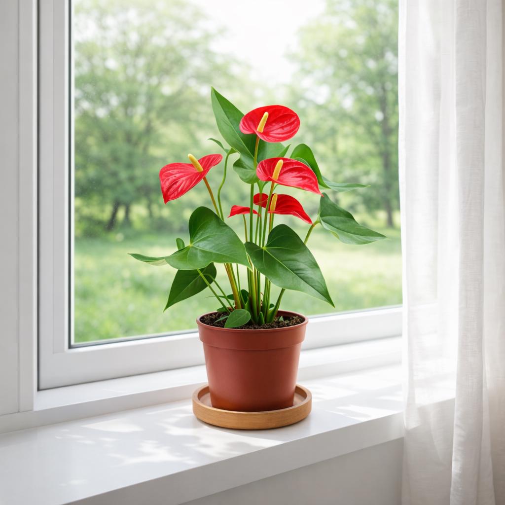 5” Pot Anthurium Red Plant – Live Indoor Flowering Houseplant, Easy Care Tropical Plant