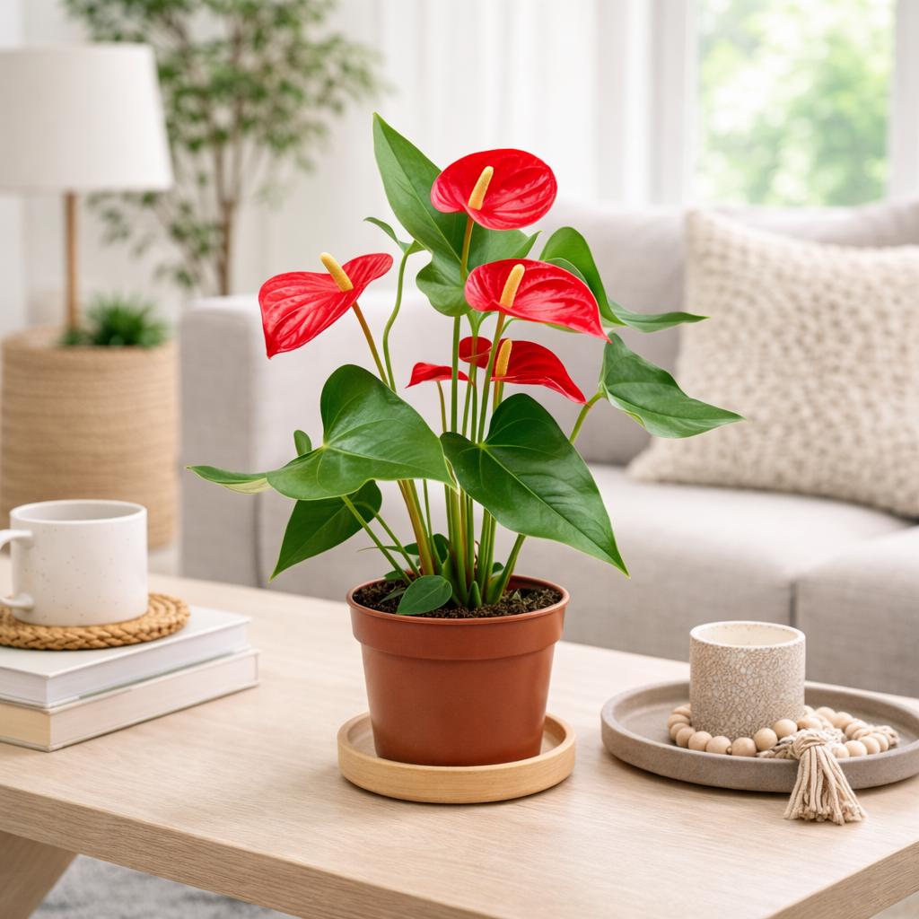 5” Pot Anthurium Red Plant – Live Indoor Flowering Houseplant, Easy Care Tropical Plant