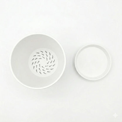 6-Inch Modern White Plant Pot with Detachable Saucer – Premium Round Resin Planter with Spiral Drainage Holes for Indoor Houseplants
