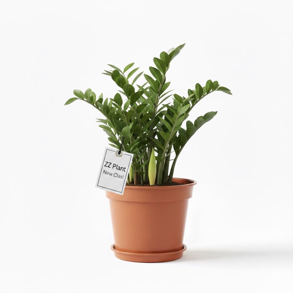 ZZ Plant in 6-inch Pot, Live Indoor Plant, Air Purifier, Low Light Resilient.