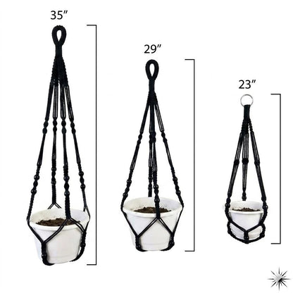 Macrame Plant Hangers – 23", 29" & 35" Hanging Planters, 4 Colors Available White, Black, Natural Tan, Light Grey