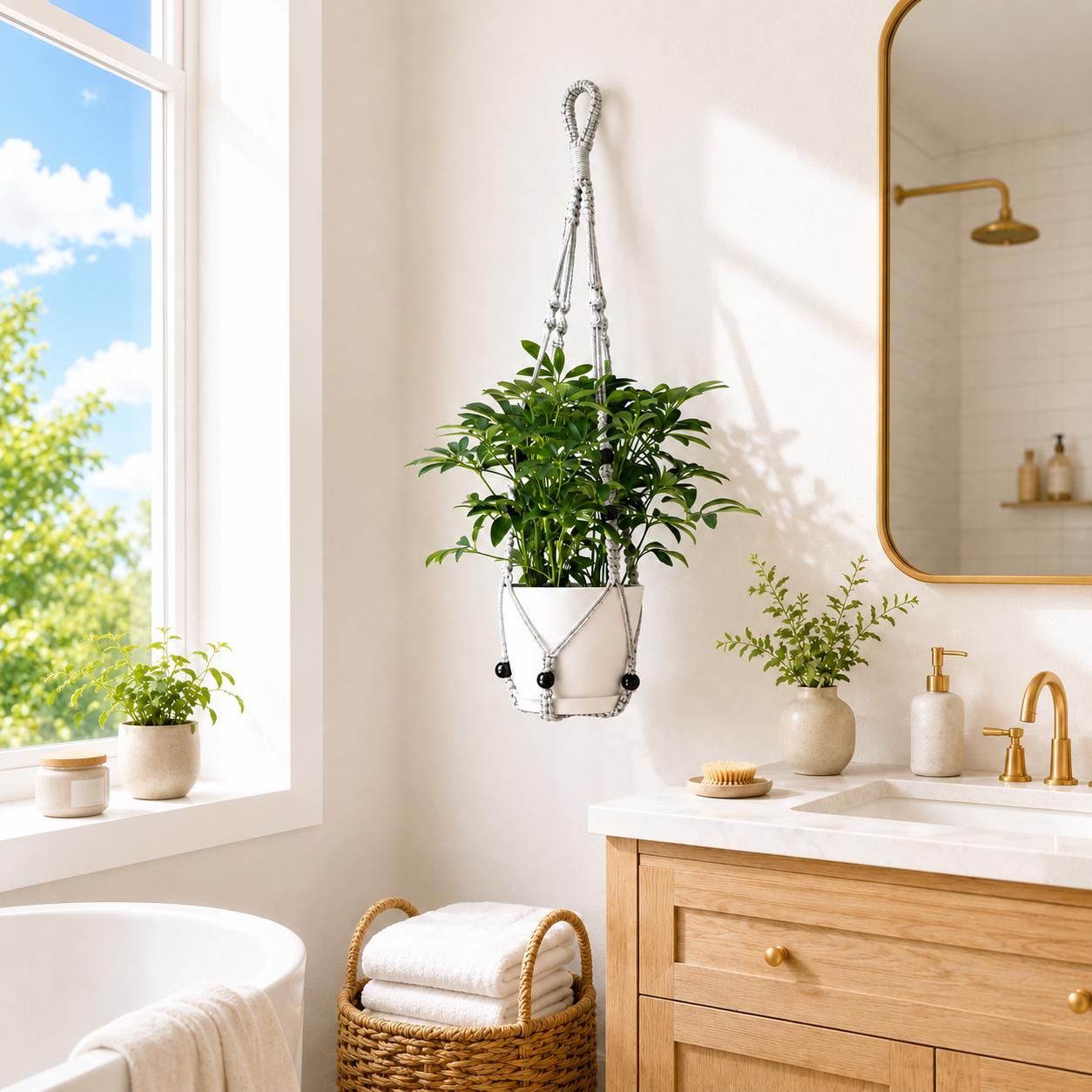 Macrame Plant Hangers – 23", 29" & 35" Hanging Planters, 4 Colors Available White, Black, Natural Tan, Light Grey