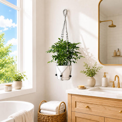 Macrame Plant Hangers – 23", 29" & 35" Hanging Planters, 4 Colors Available White, Black, Natural Tan, Light Grey