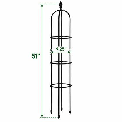 51 Inch Metal Garden Obelisk Trellis, Black Decorative Plant Support Tower, Vertical Garden Climbing Frame, Indoor Outdoor Decor
