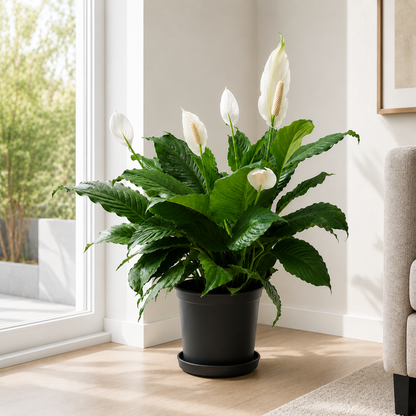 10" Peace Lily Plant (Spathiphyllum) – Large Air Purifying Indoor Houseplant with Elegant White Blooms