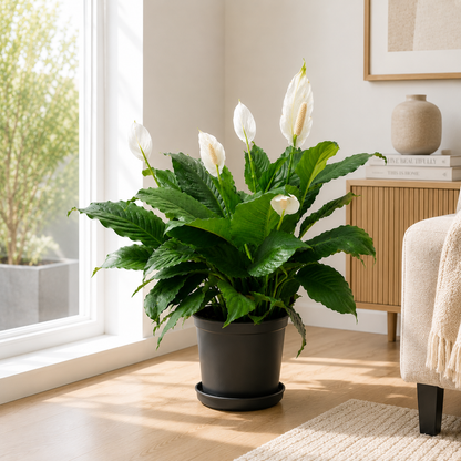 10" Peace Lily Plant (Spathiphyllum) – Large Air Purifying Indoor Houseplant with Elegant White Blooms