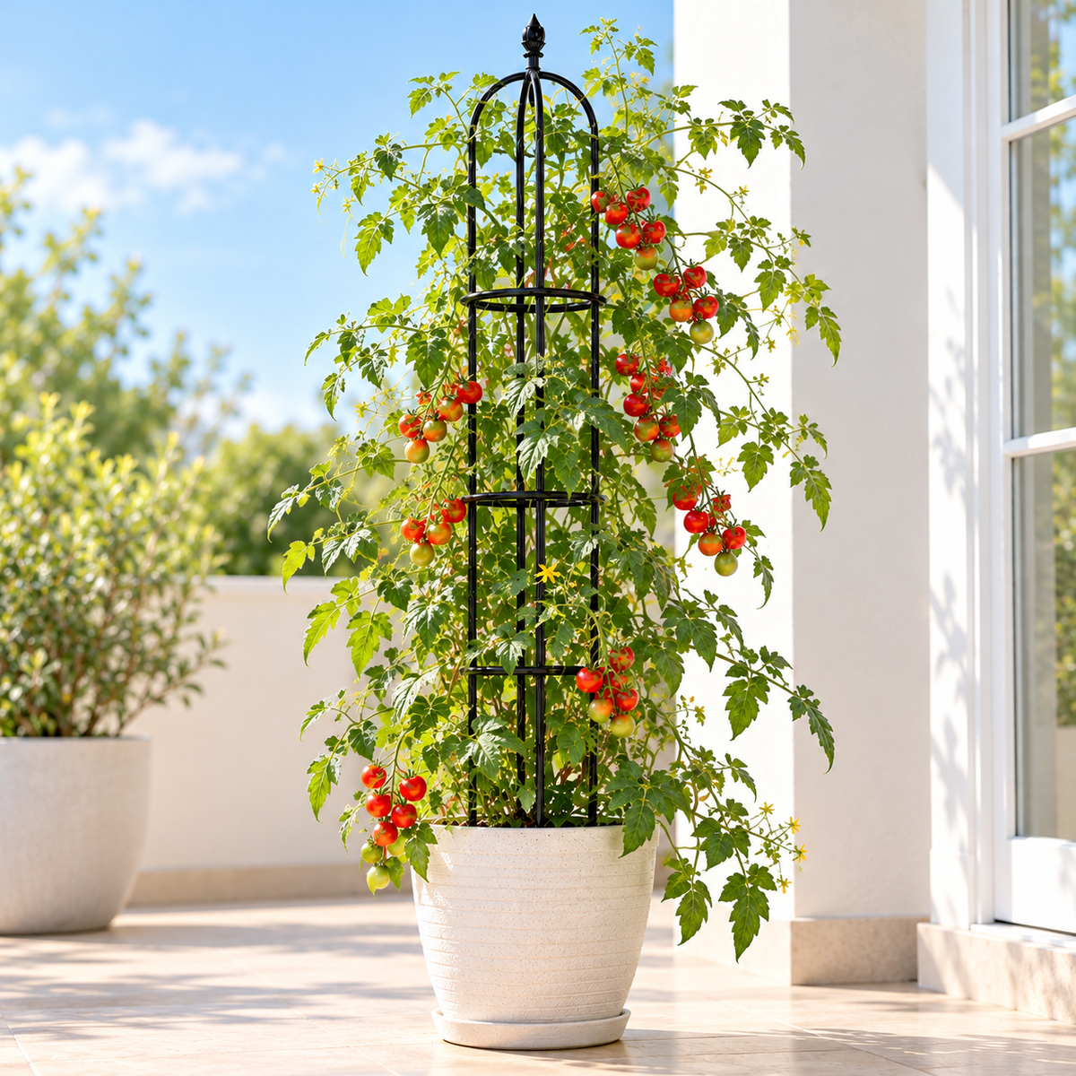 51 Inch Metal Garden Obelisk Trellis, Black Decorative Plant Support Tower, Vertical Garden Climbing Frame, Indoor Outdoor Decor
