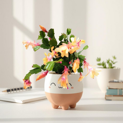 Thanksgiving Cactus, Live Houseplant, Flowering Indoor Plant, Seasonal Peach Flowers, Christmas Cactus, 4” Pot, Free Heat Pack