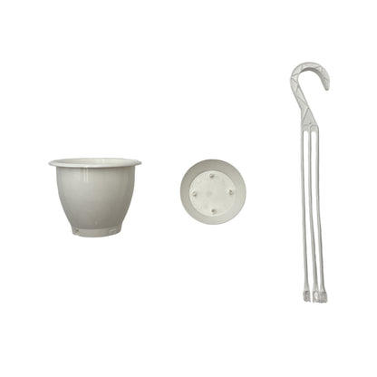 6-PK of 4.5-inch White Hanging Baskets by Koba with Detatchable Bottom Saucer – Lightweight, Stackable Planters for Indoor & Outdoor Plants (6 Count)