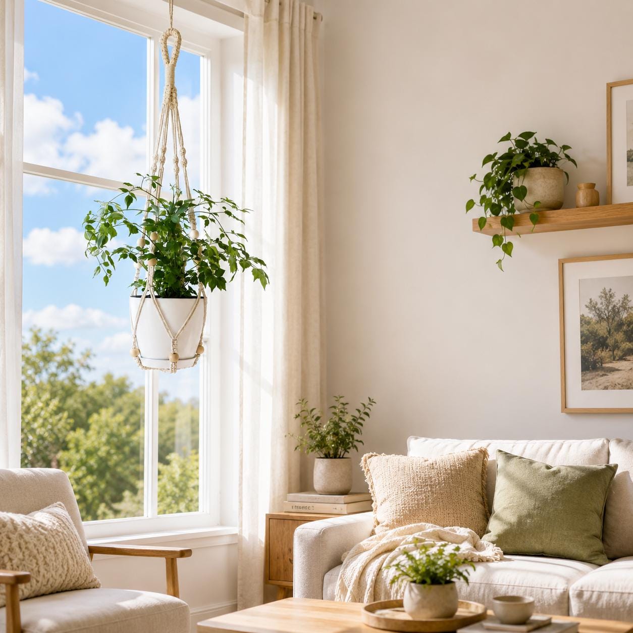 Macrame Plant Hangers – 23", 29" & 35" Hanging Planters, 4 Colors Available White, Black, Natural Tan, Light Grey