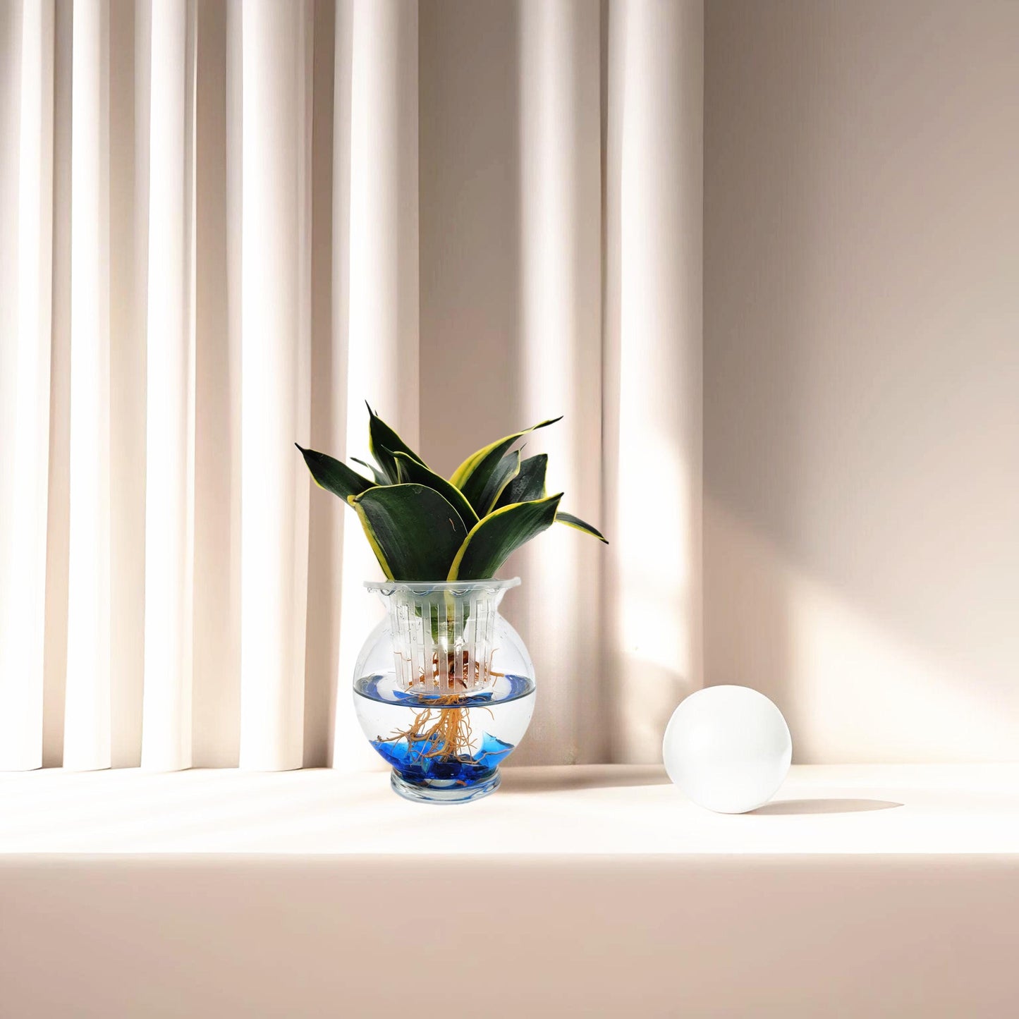 2-PK DIY Glass Hydroponic Planter Kit with Net Cup and Decorative Gems, Grow Your Plants in Water - Plant Not Included