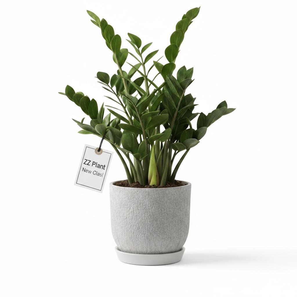 ZZ Plant in 6-inch Pot, Live Indoor Plant, Air Purifier, Low Light Resilient.