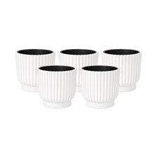 Set of 5 White Self-Watering Plant Pots, 6-Inch Indoor Houseplant Planters with Cotton Wick