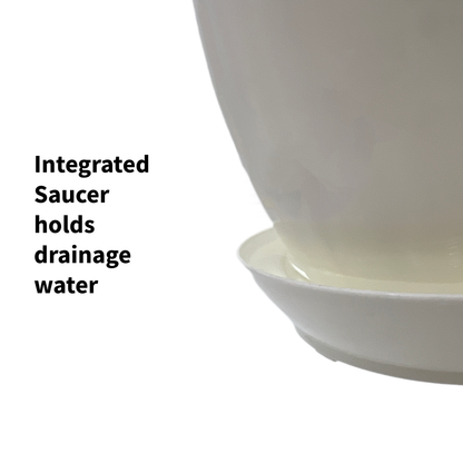 6-PK of 4.5-inch White Hanging Baskets by Koba with Detatchable Bottom Saucer – Lightweight, Stackable Planters for Indoor & Outdoor Plants (6 Count)